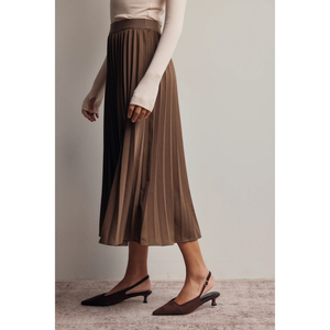 Stretch Pleated Midi Skirt
