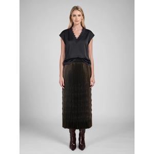 Metallic Special Pleated Midi Skirt