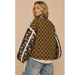Patchwork Quilted Bomber Jacket