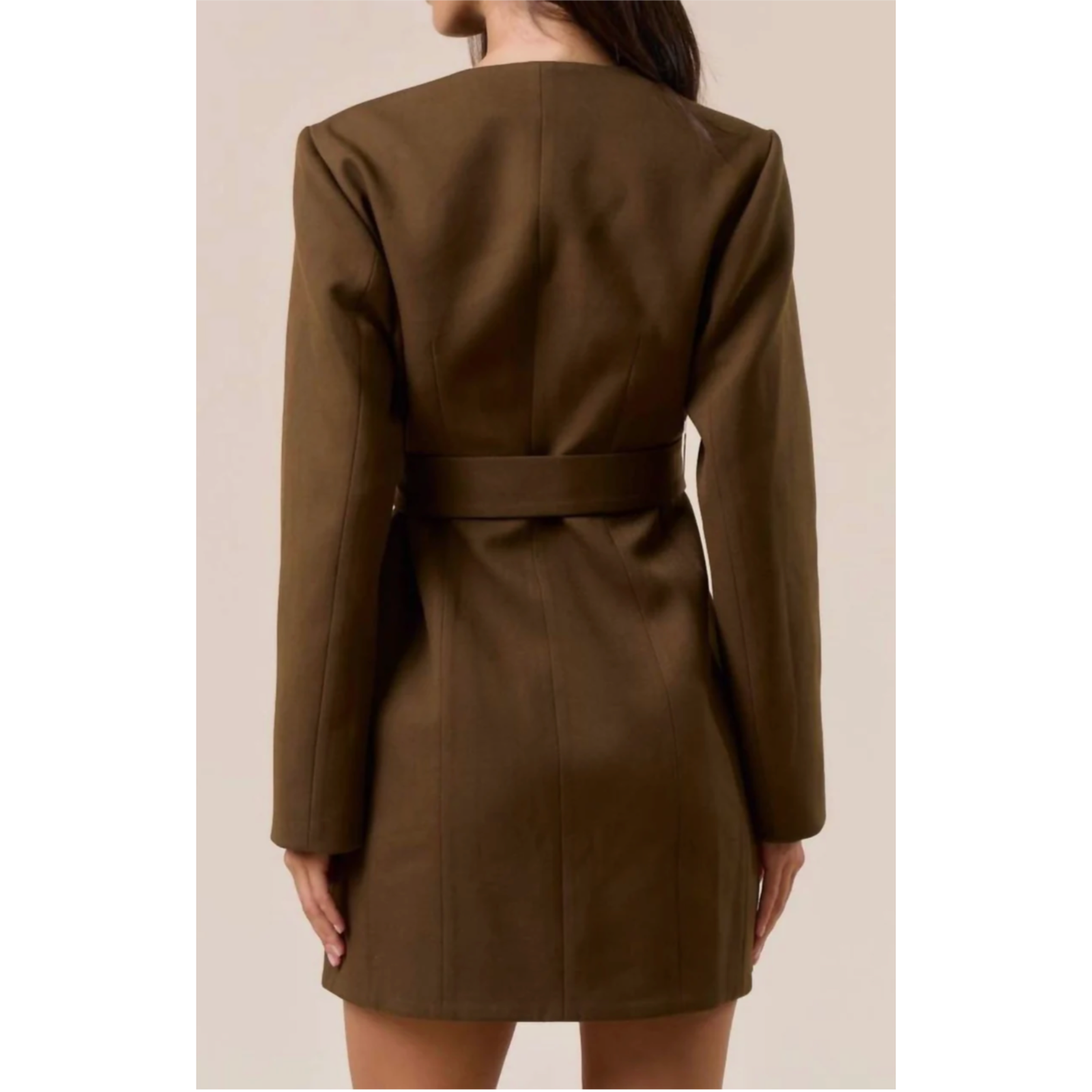Long Sleeve Belted Blazer Mini Dress