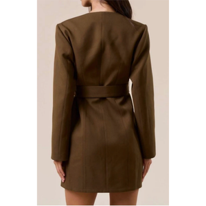 Long Sleeve Belted Blazer Mini Dress