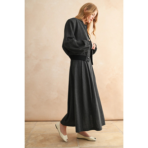 Pleated Woven A-Line Skirt