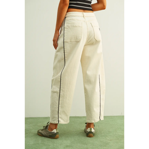 Piping Detailed Barrel Pants