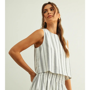 Stripe Pattern Sleeveless Crop Top