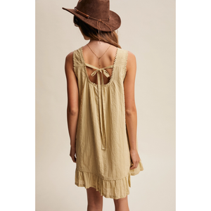 Light Olive Pintuck Mini Dress