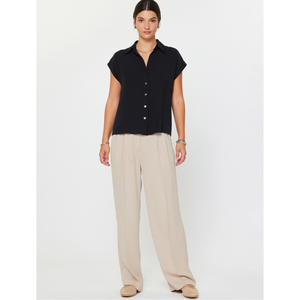 Cap Sleeve Button-down Blouse