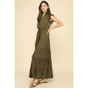 Satin Tiered Maxi Dress