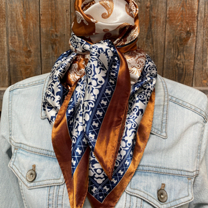 Rust & Navy Paisley Wild Rag / Scarf