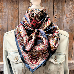Navy and Burgundy Flowers and Paisley Wild Rag