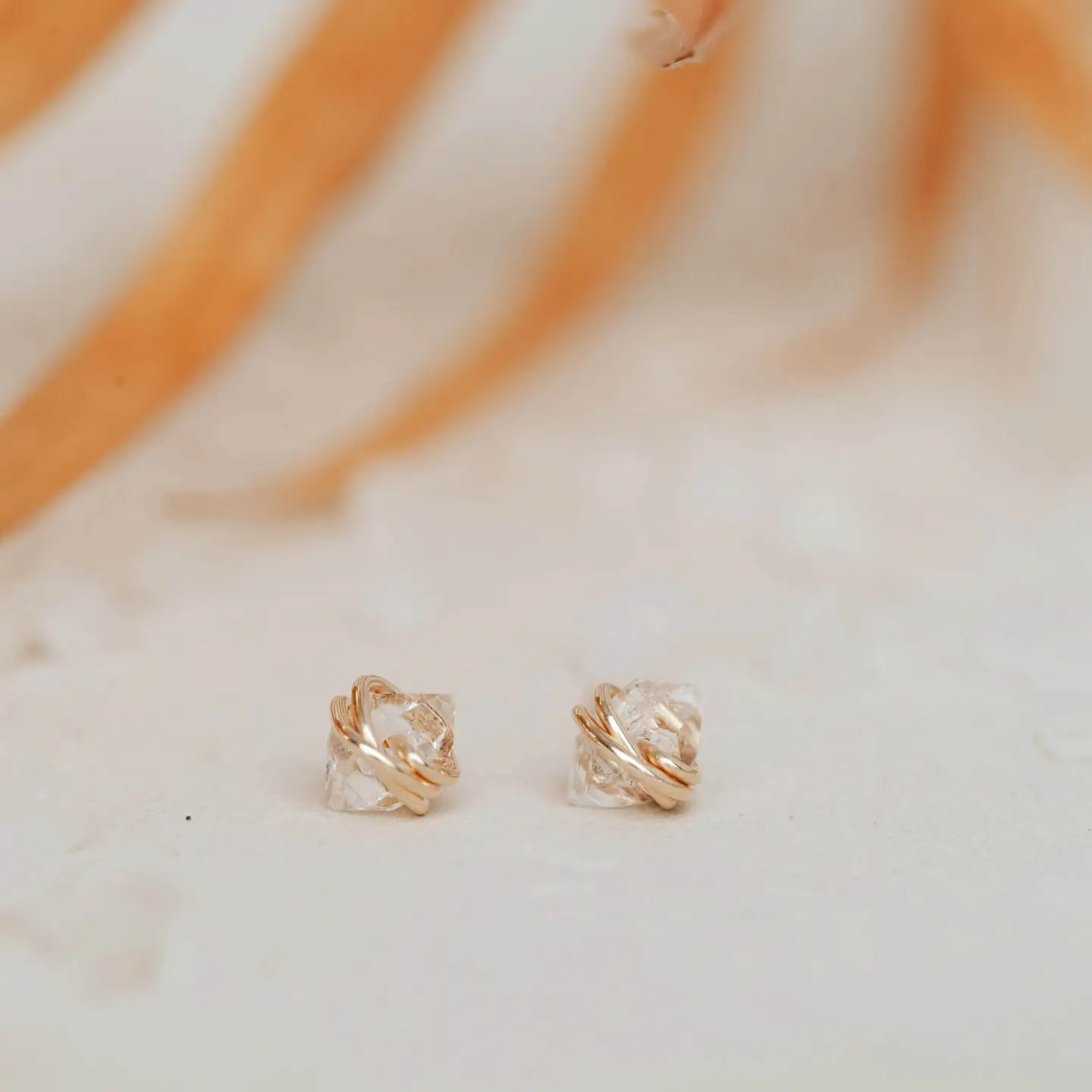 Herkimer Diamond Studs | 14kt Gold Fill
