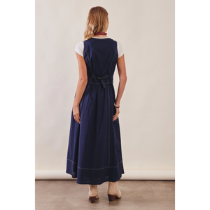 Vest-Layered Cotton Linen Maxi Dress
