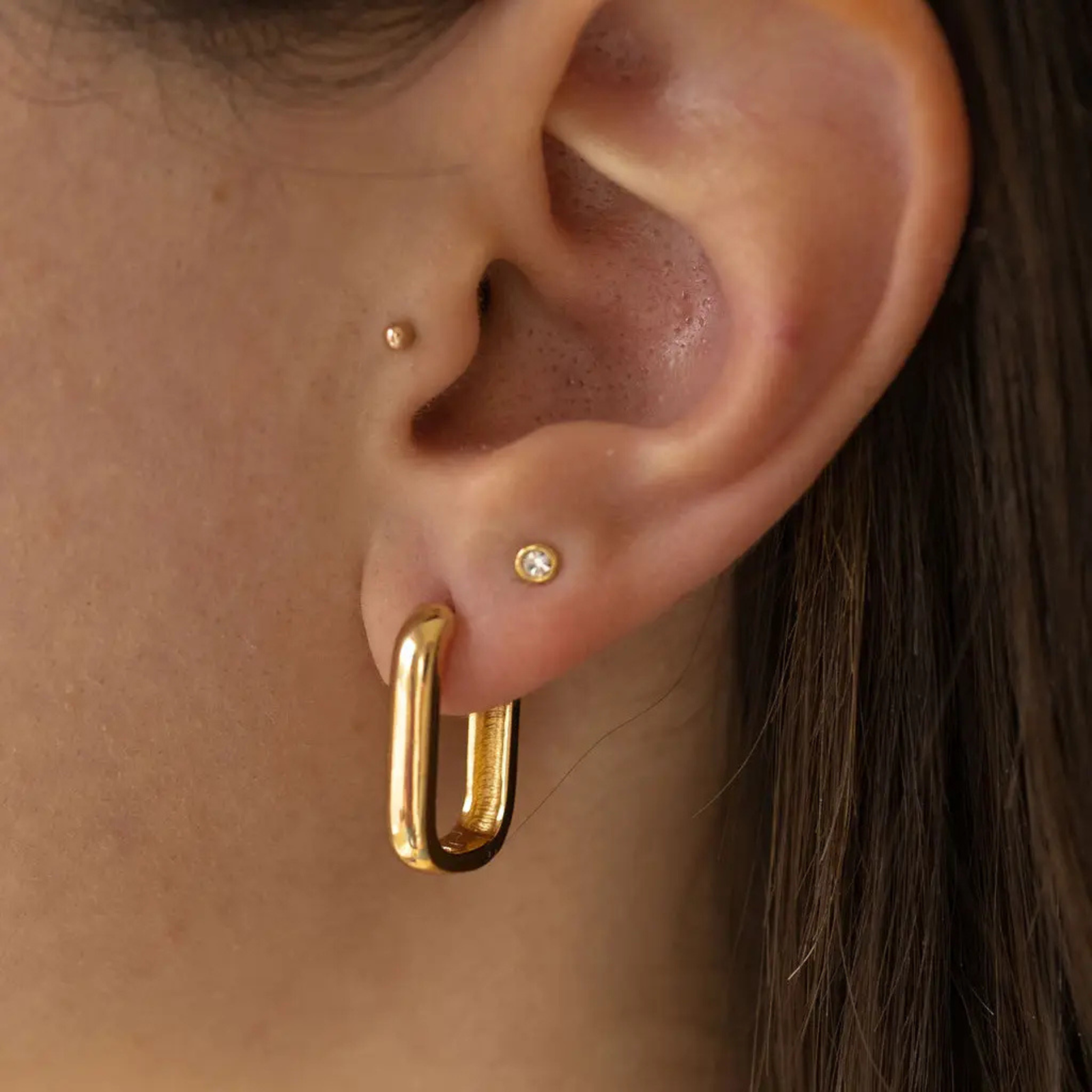 Emma Elongated Hoop Earrings in Gold