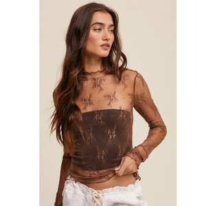 Sheer Lace Long-Sleeve