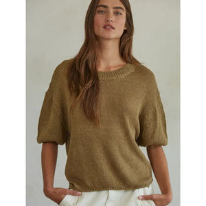 Knit Sweater Crew Neck Drop Shoulder Top