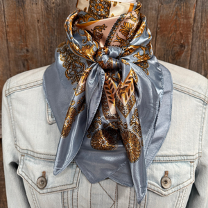 Blue and Gold Floral Wild Rag / Scarf