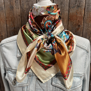 Brown and Cream Floral Wild Rag / Scarf