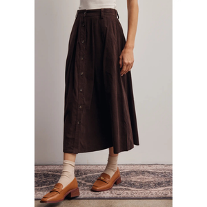 Button Front Cord Skirt