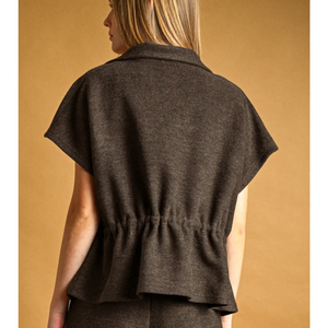 High Neck Zipper Front Vest Jacket
