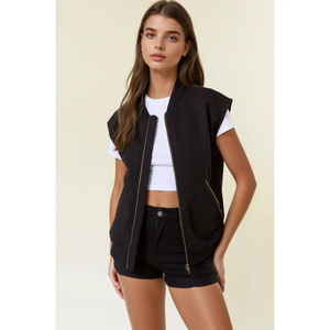 Round neck zip vest