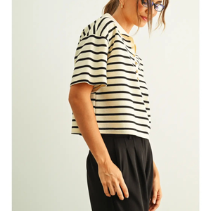 Stripe Pattern Polo Shirt