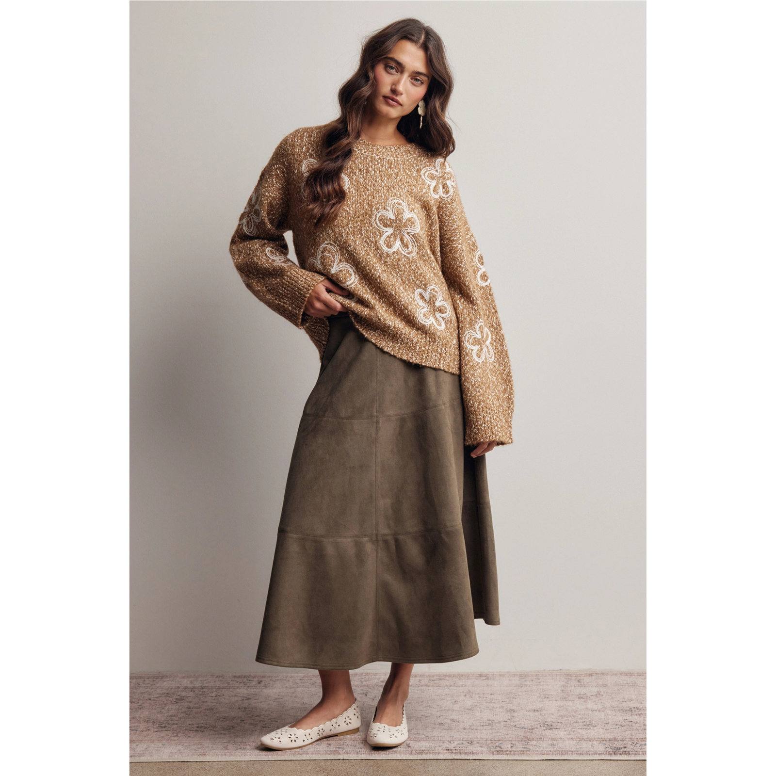 A line Suede Skirt