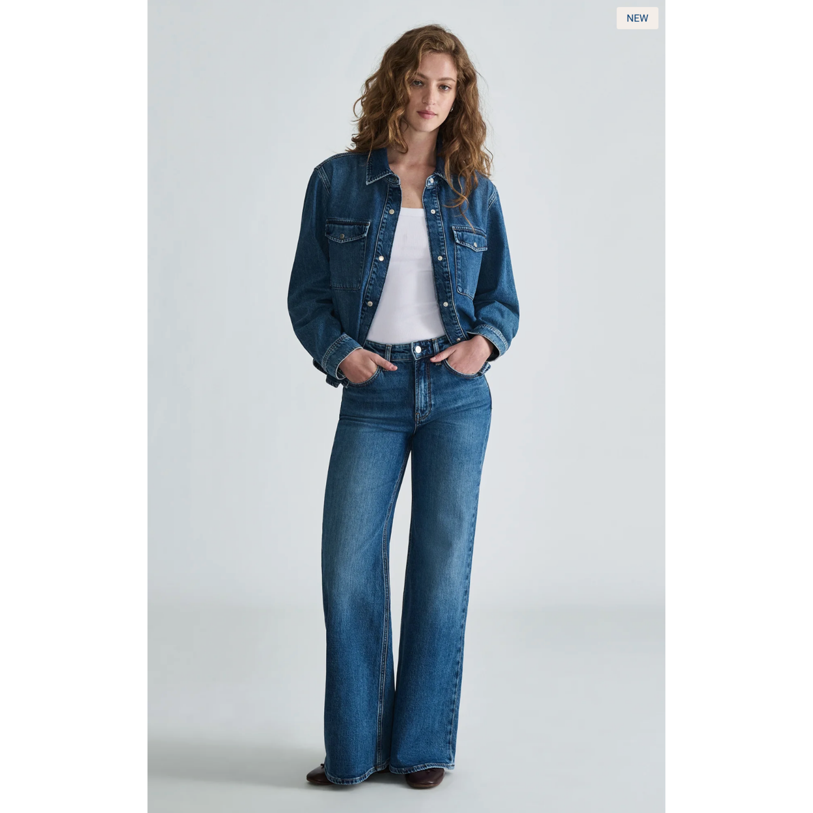 Tia Mid Brushed Classic Blue Button Down