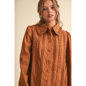 Ruffle Button Down Mini Dress