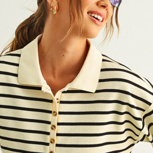Stripe Pattern Polo Shirt