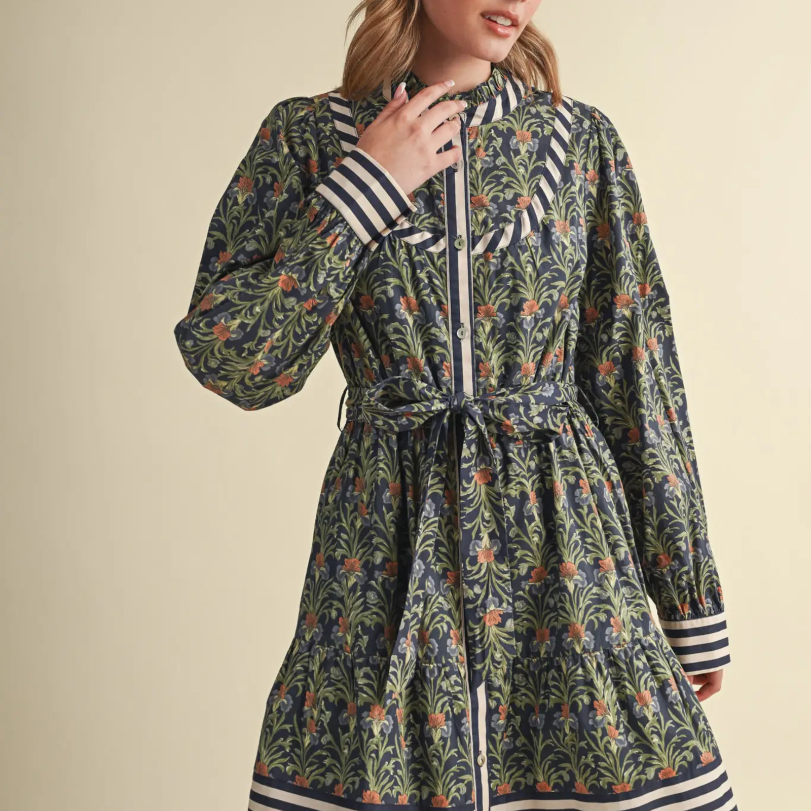 Floral Belted Mini Dress