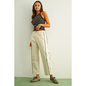 Piping Detailed Barrel Pants