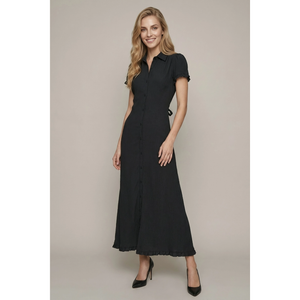 Ruffle Hem Maxi Button Front Dress