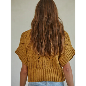 Knit Sweater Crochet Round Neck Short Sleeve Top