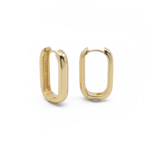 Emma Elongated Hoop Earrings in Gold
