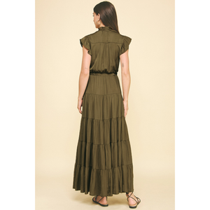Satin Tiered Maxi Dress