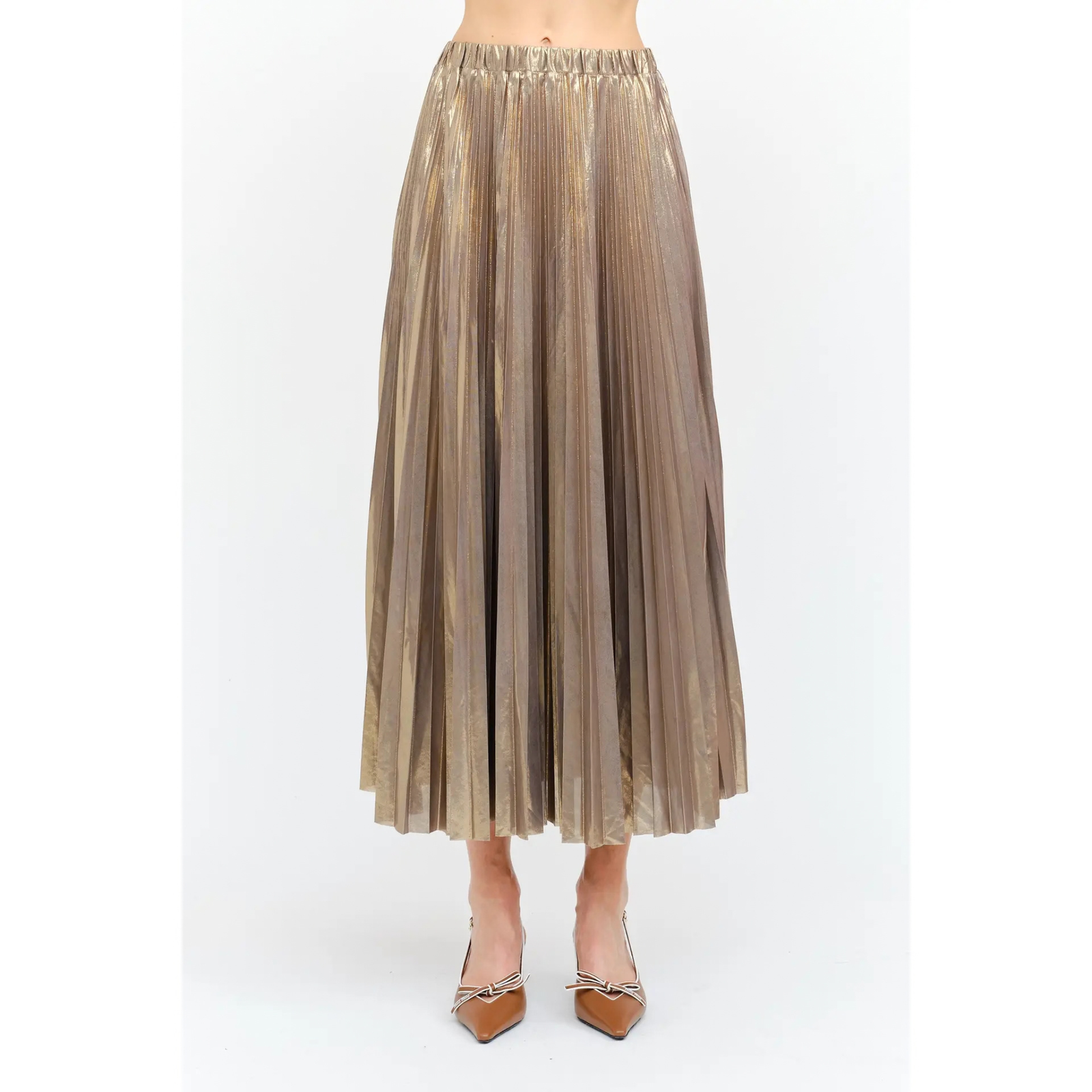 Alessandra Metallic Pleated Skirt