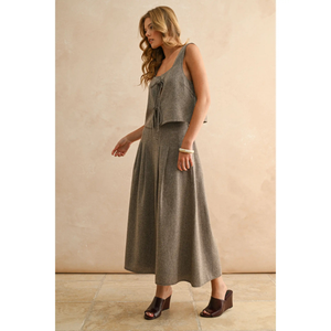 Herringbone Pleated Skirt