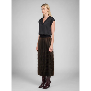 Metallic Special Pleated Midi Skirt