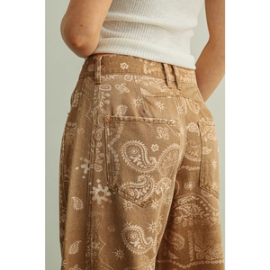 Paisley Print Washed Pants