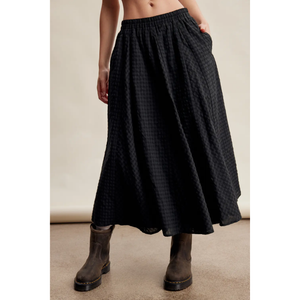 Textured Gingham Maxi Skirt