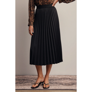 Stretch Pleated Midi Skirt