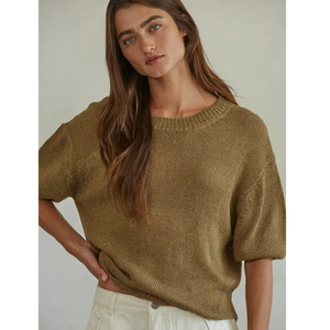 Knit Sweater Crew Neck Drop Shoulder Top