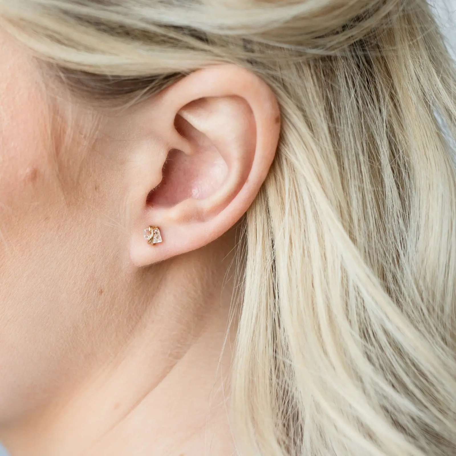 Herkimer Diamond Studs | 14kt Gold Fill