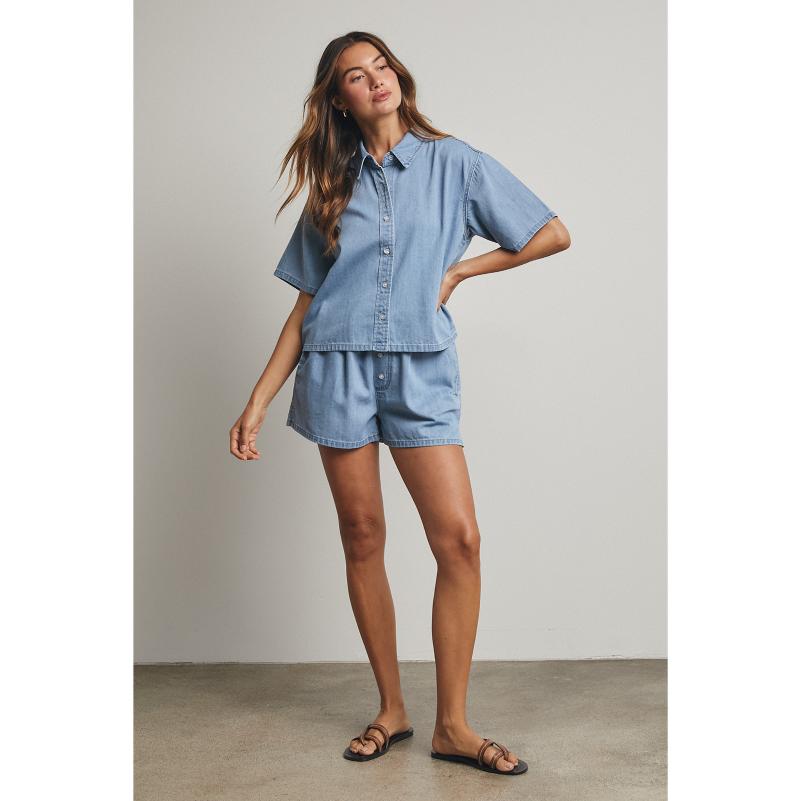 Drawstring Denim Shorts