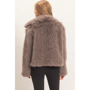 Shawl Collar Faux Fur Jacket