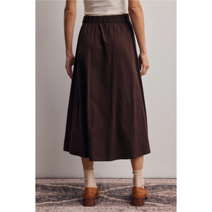 Button Front Cord Skirt