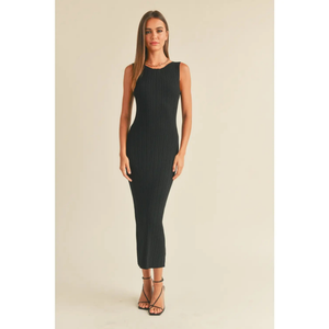Patterned Rib Knitted Long Dress