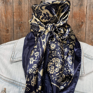 Royal Blue & Cream Paisley Wild Rag / Scarf