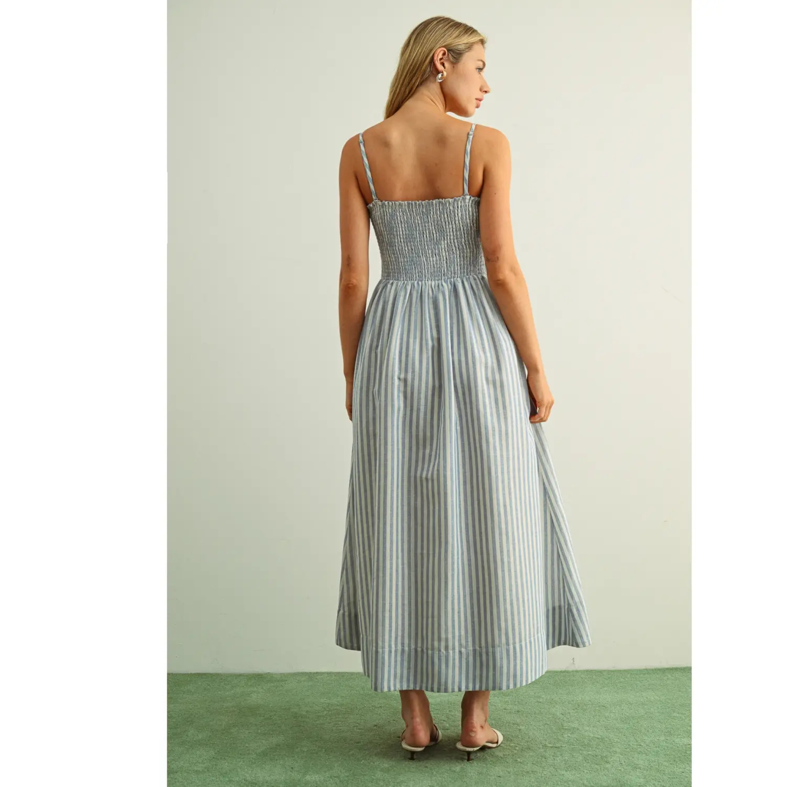 Smocking Top Striped Maxi Dress