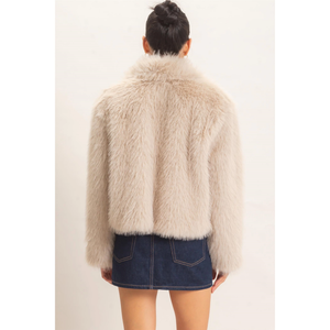 Shawl Collar Faux Fur Jacket