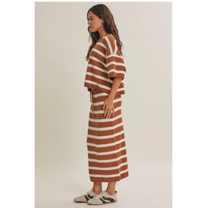 Weekend in Cannes Soft Drape Cotton Stripe Relaxed Sweater